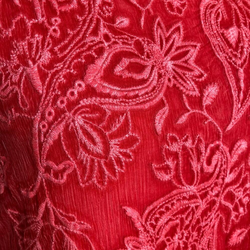 Soft Surroundings bright pink sheer embroidered floral overlay tunic top Medium - Picture 8 of 15